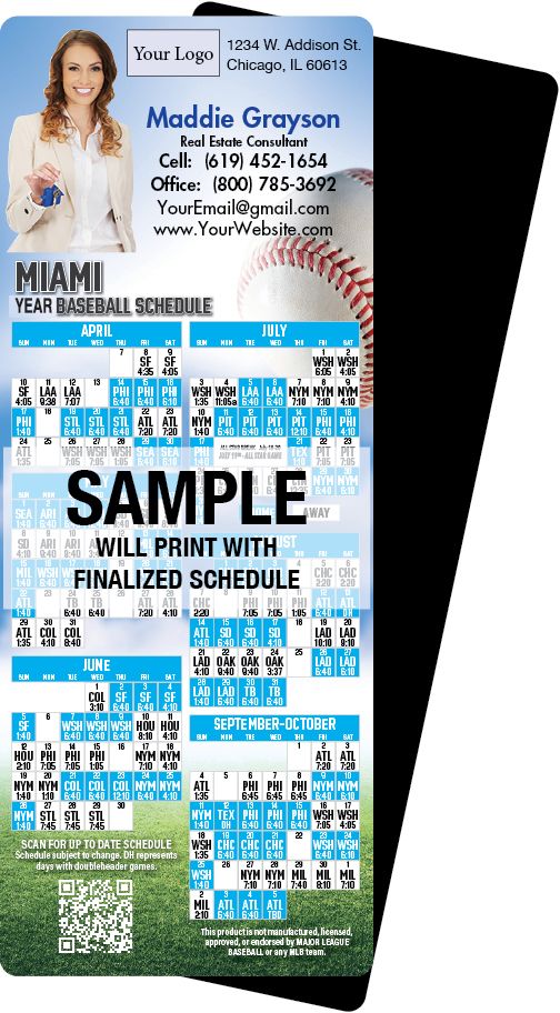 Real Estate Baseball Schedules, Magnetic Sports Calendars for Realtors